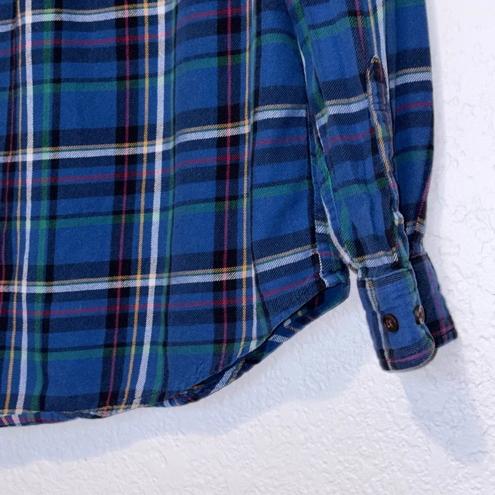 Croft & Barrow Blue Plaid Button Down Shirt Long Sleeve Size Medium Like New